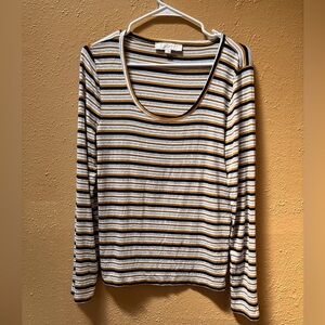 LOFT Multicolor Striped Long Sleeve Blouse